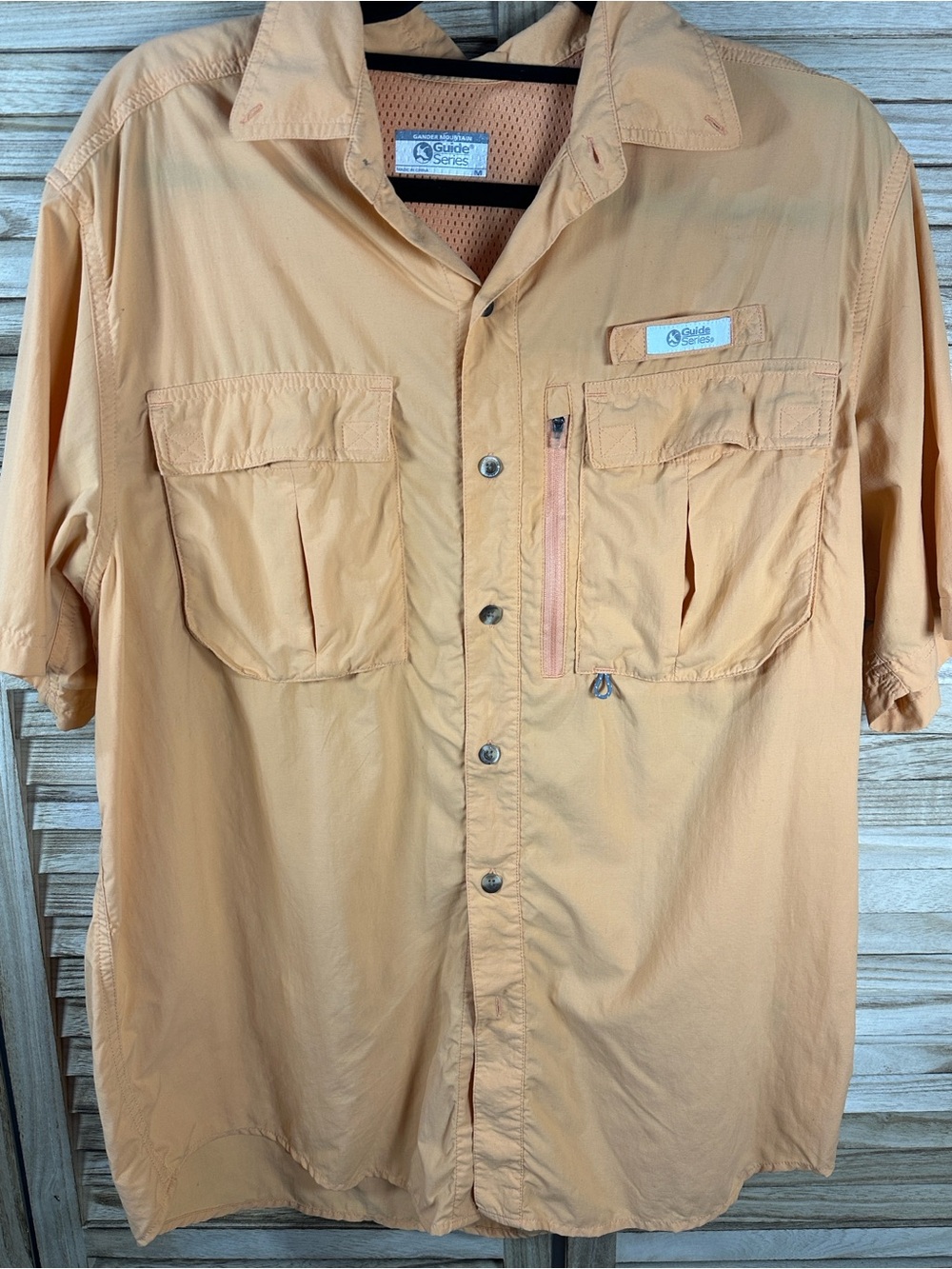 Gander Mountain Men's Short-Sleeve Lightweight Shirt Jacket — Peach